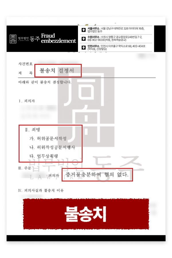 공공기관 업무상횡령 허위공문서작성 행사까지 모두 볼송치 사례.png