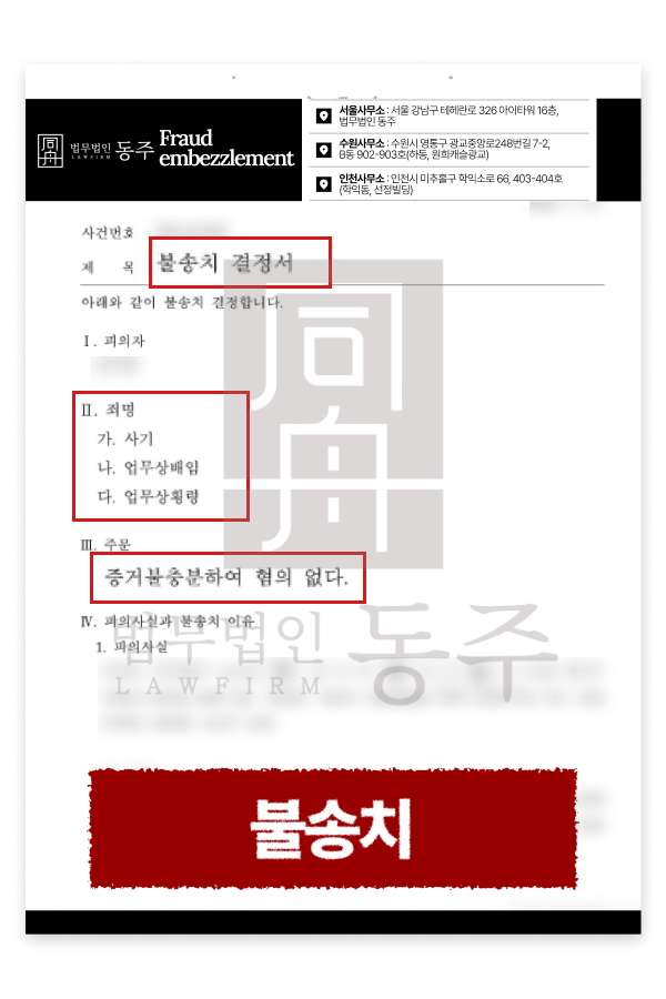 동업사기 업무상횡령 배임 고소 당했지만 불송치로 마무리 사례.png